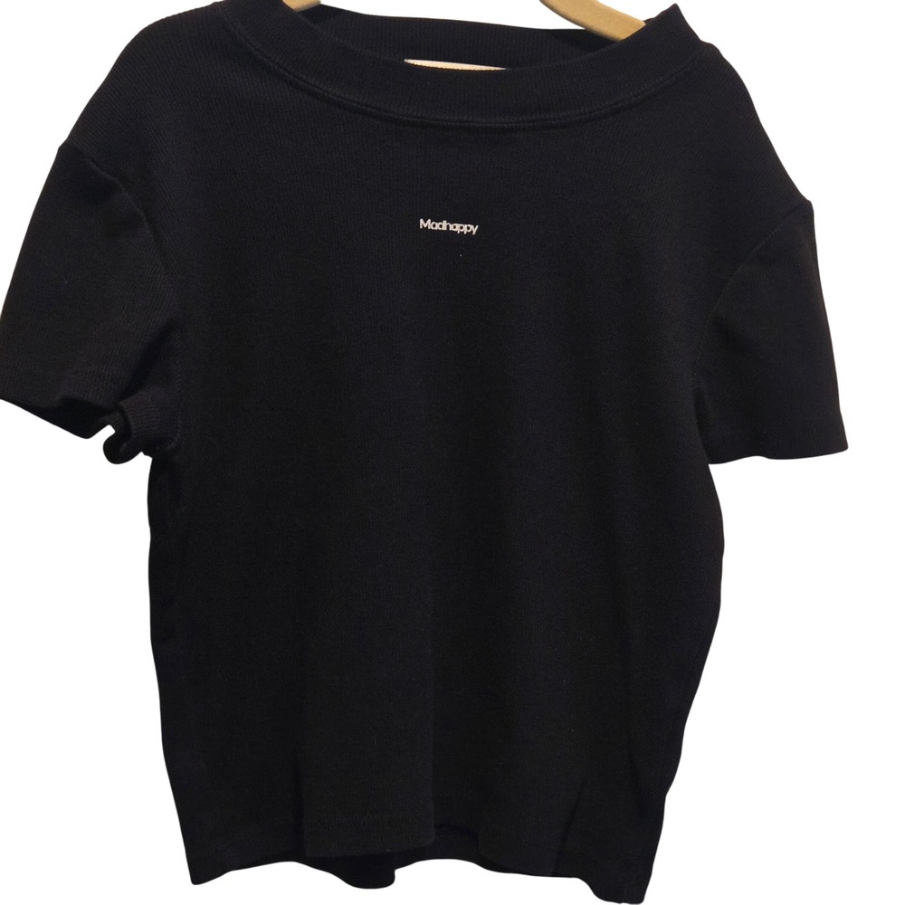 Madhappy Black Cotton Spandex Knit T-Shirt Short Sleeve Womens